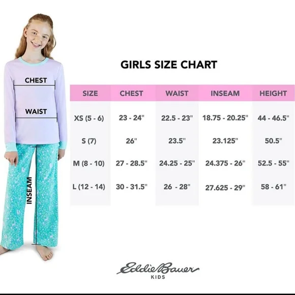 Eddie Bauer Girls 4-Piece Mix & Match Sleep Set (M 10/12) - Picture 3 of 8
